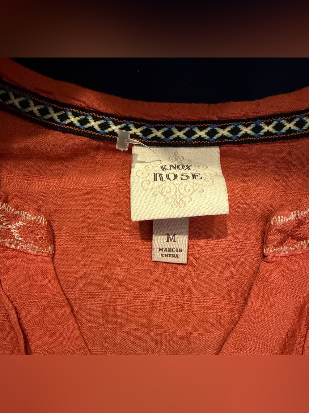 Knox Rose Orange Embroidered Peasant Tunic - Picture 3 of 9
